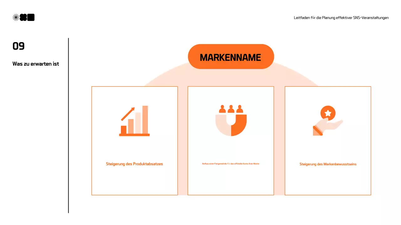 Moderner Vorschlag für Social Media Marketing in Schwarz und Orange