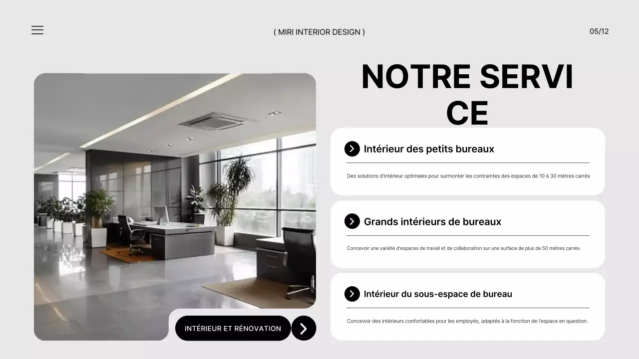 Un briefing de marque pour un intérieur de bureau moderne en noir et blanc