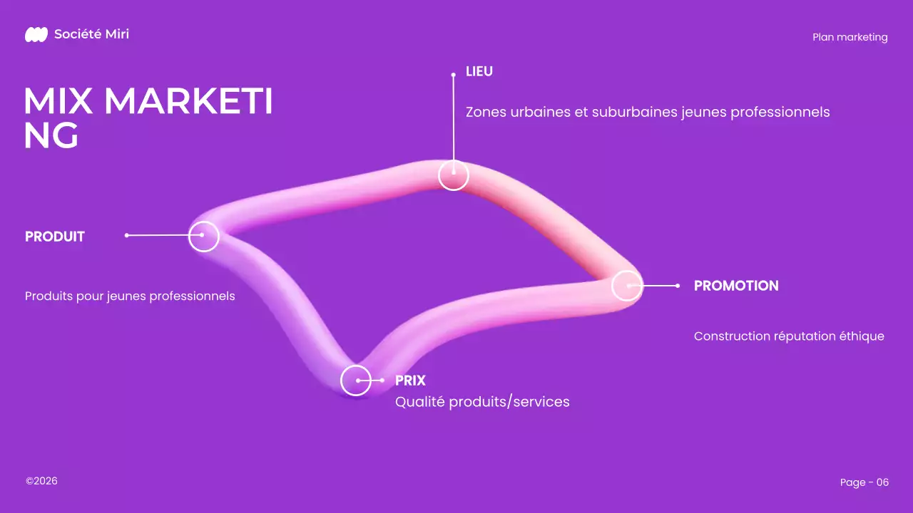 plan de marketing 3d pourpre, audacieux et moderne