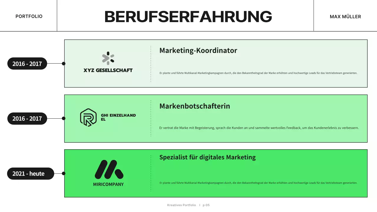 schwarzes modernes kreatives Portfolio