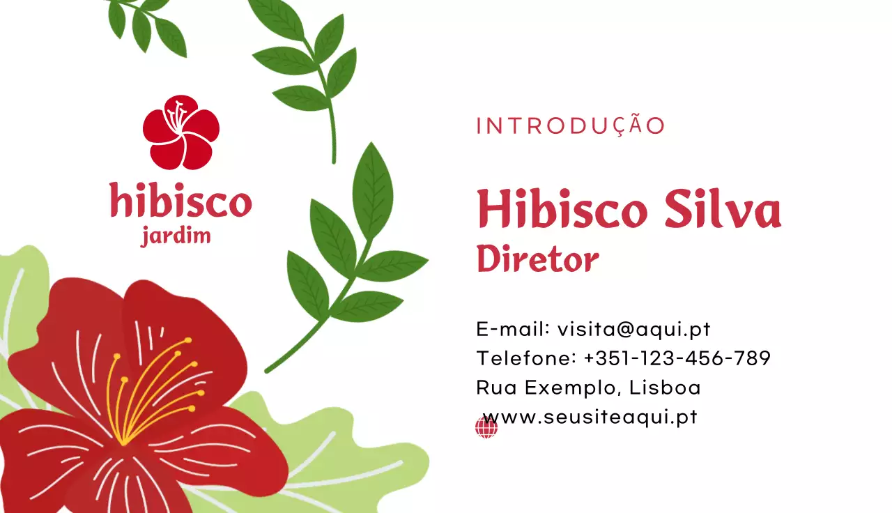 cartão de visita floral vermelho