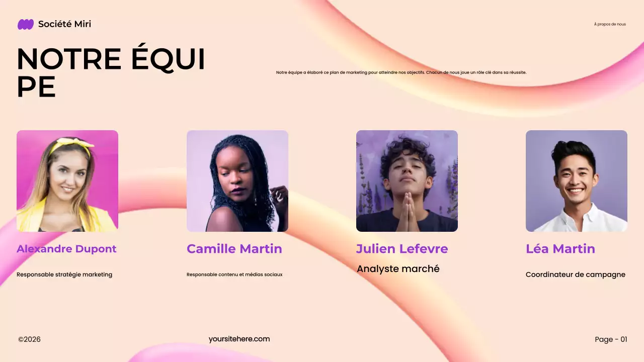 plan de marketing 3d pourpre, audacieux et moderne