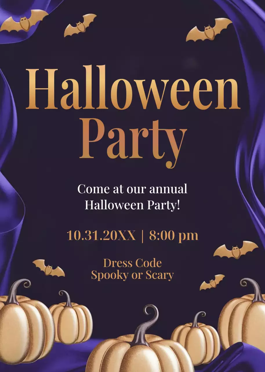 purple gothic Halloween invitation