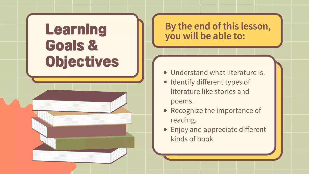 Bài thuyết trình khóa học Văn học đơn giản màu be