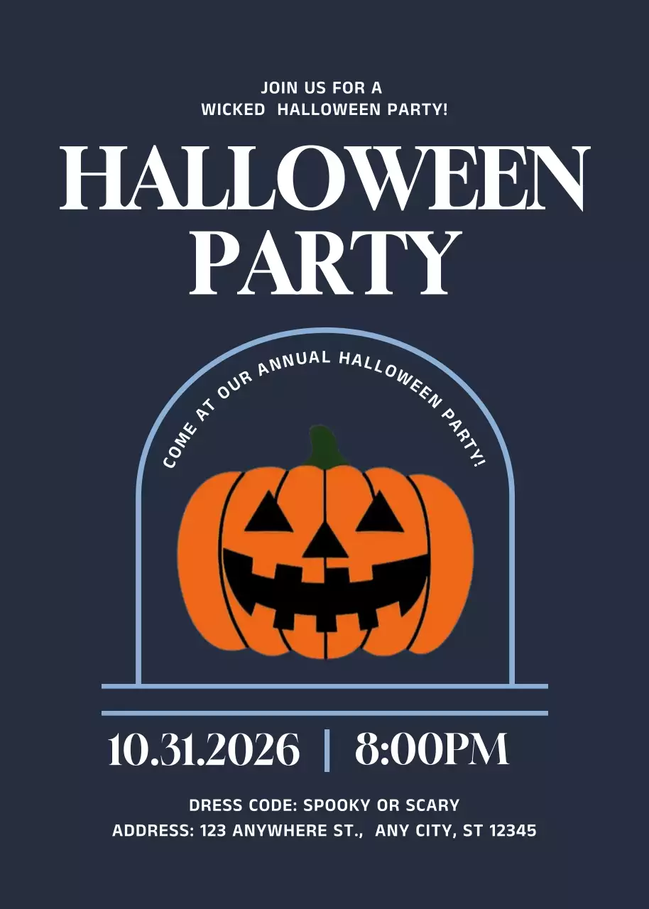 Navy Retro Halloween Invitation