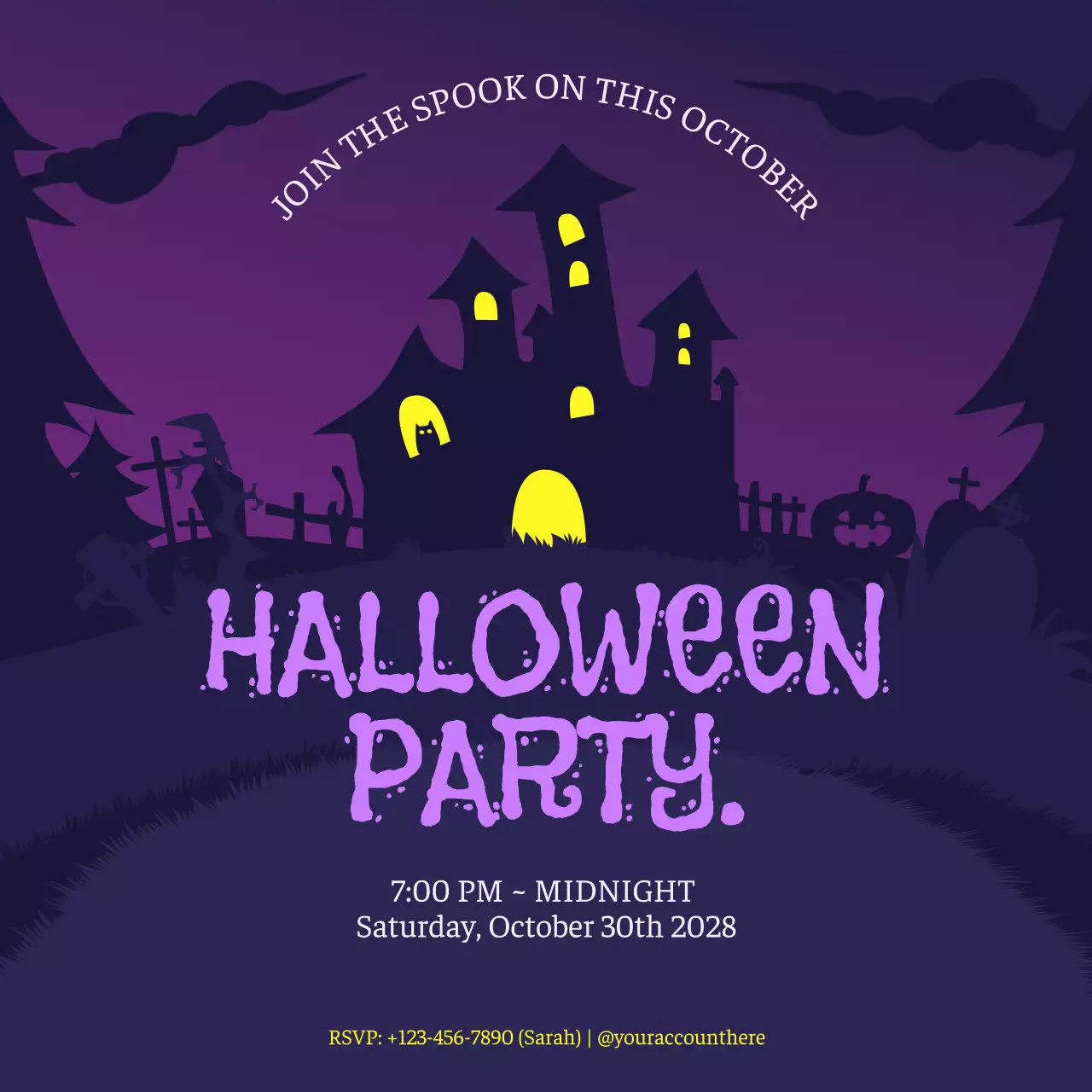 Purple Gothic Halloween Invitation Social Media Post