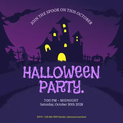 Purple Gothic Halloween Invitation Social Media Post