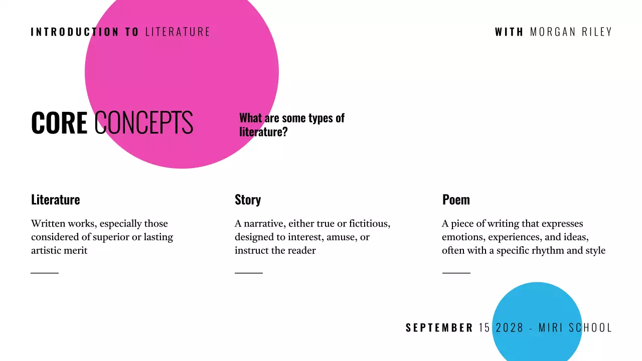 Multicolor modern literature course presentation
