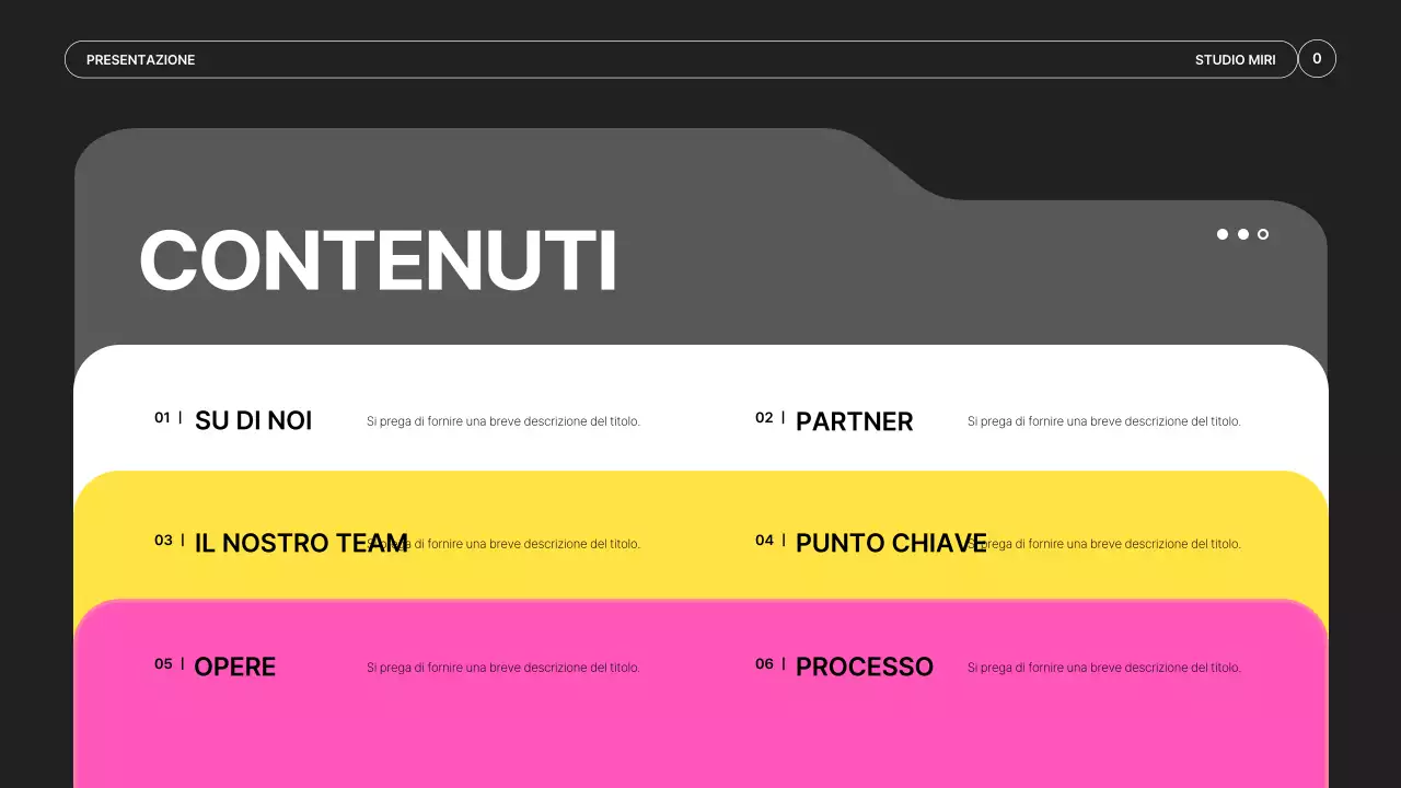 Un semplice prospetto di una società di produzione video in nero e colori al neon