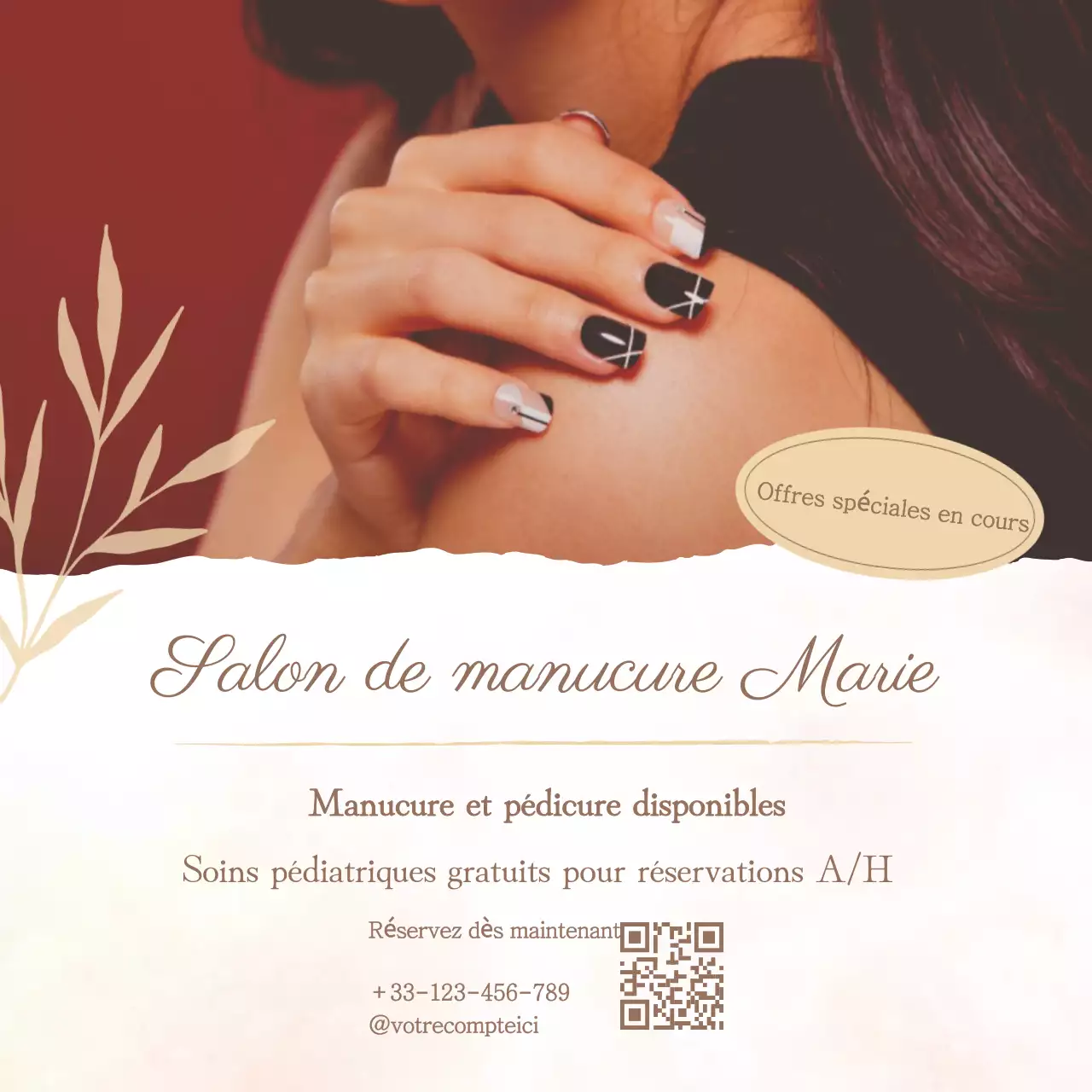 Publicité pour un salon de manucure élégant