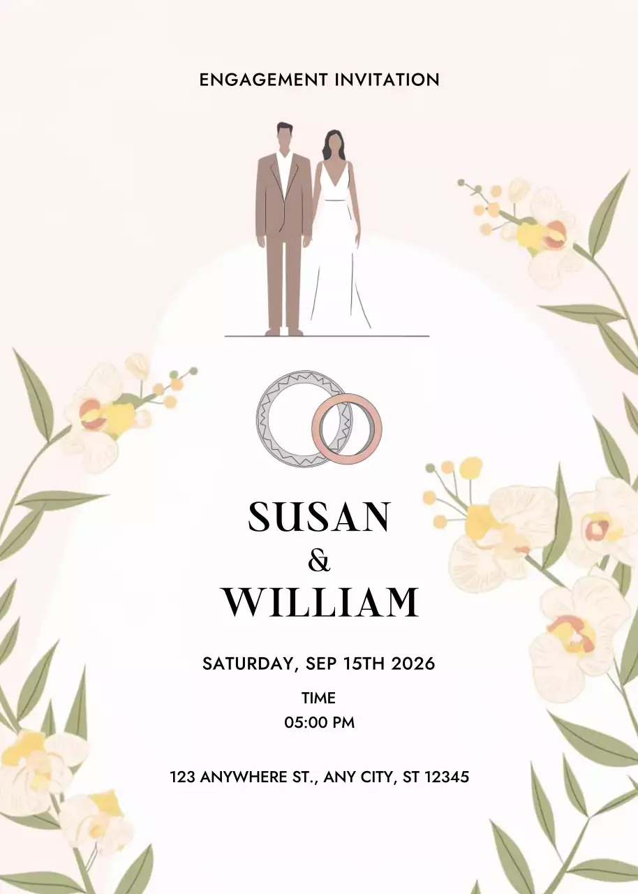 Beige Elegant Engagement Invitation