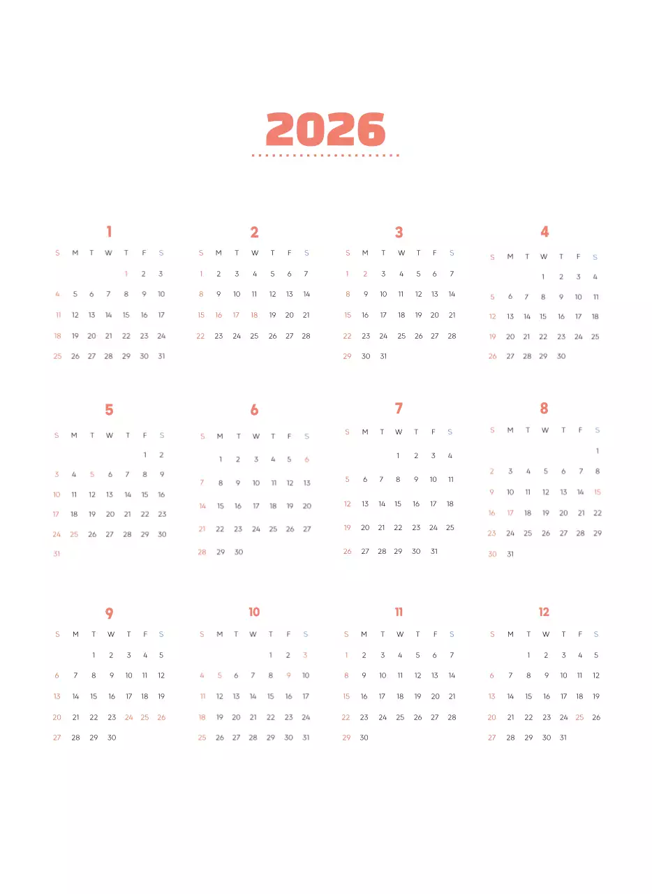 아기자기한 일러스트가 있는 업무용 달력