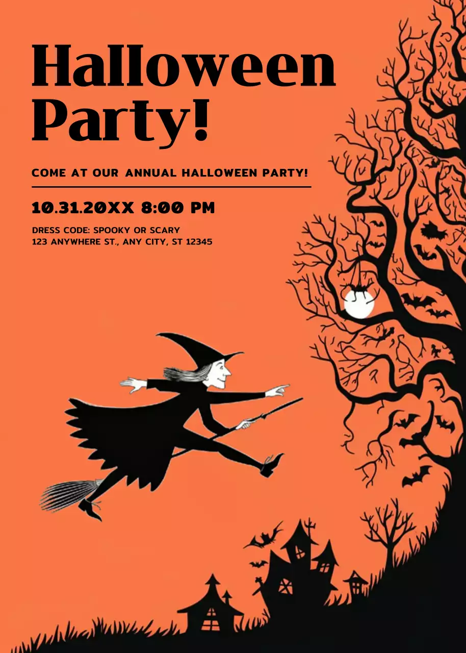 orange retro Halloween invitation