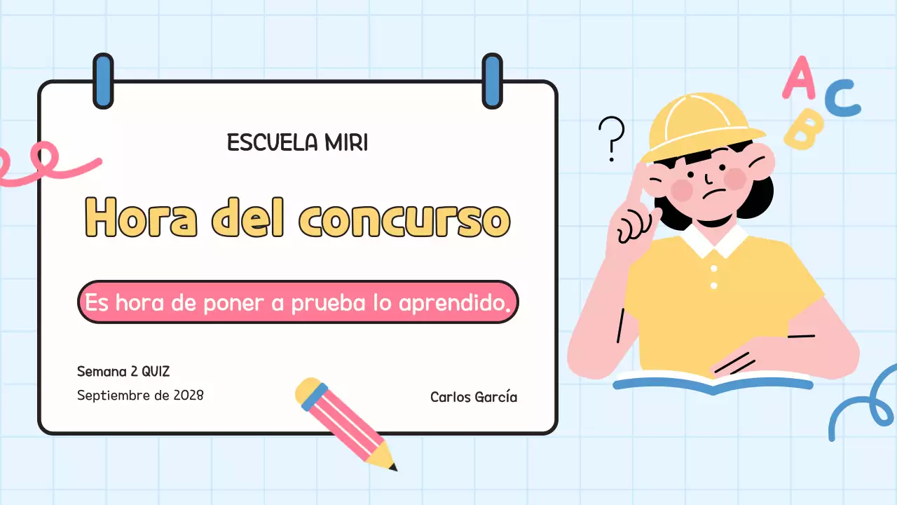 Prueba amarilla para la presentación de estudiantes en la escuela