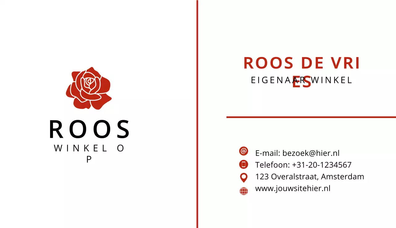 rood minimaal visitekaartje boetiek