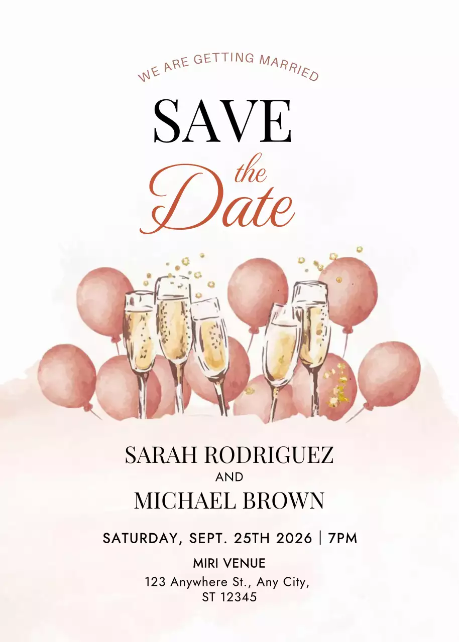 Beige Elegant Wedding Invitation