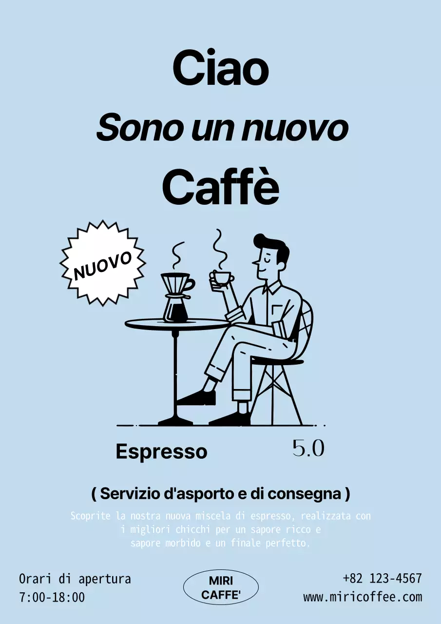 Promuovere il caffè moderno azzurro