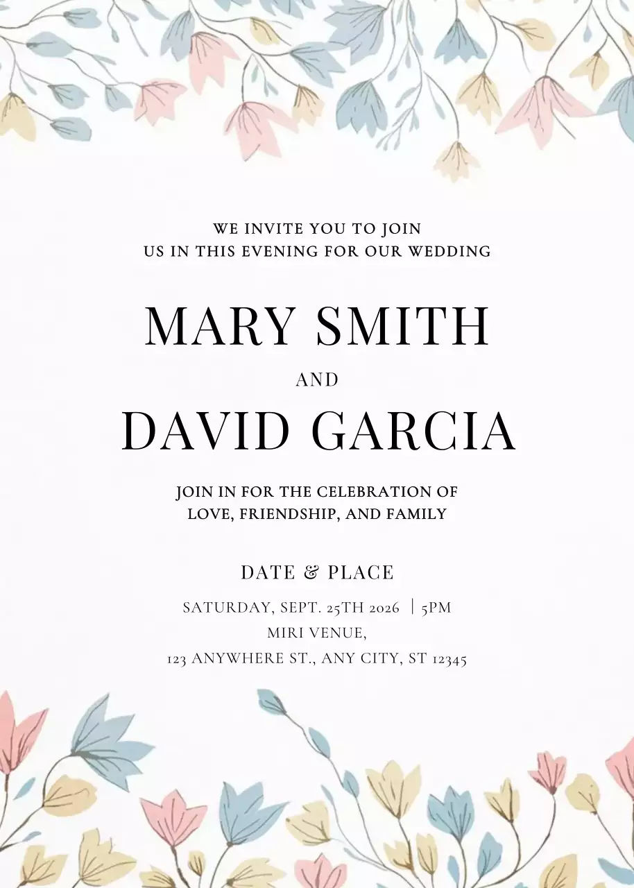 undangan pernikahan bunga berwarna krem