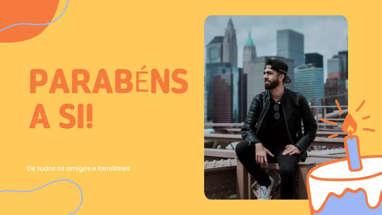 apresentação de aniversário simples em laranja