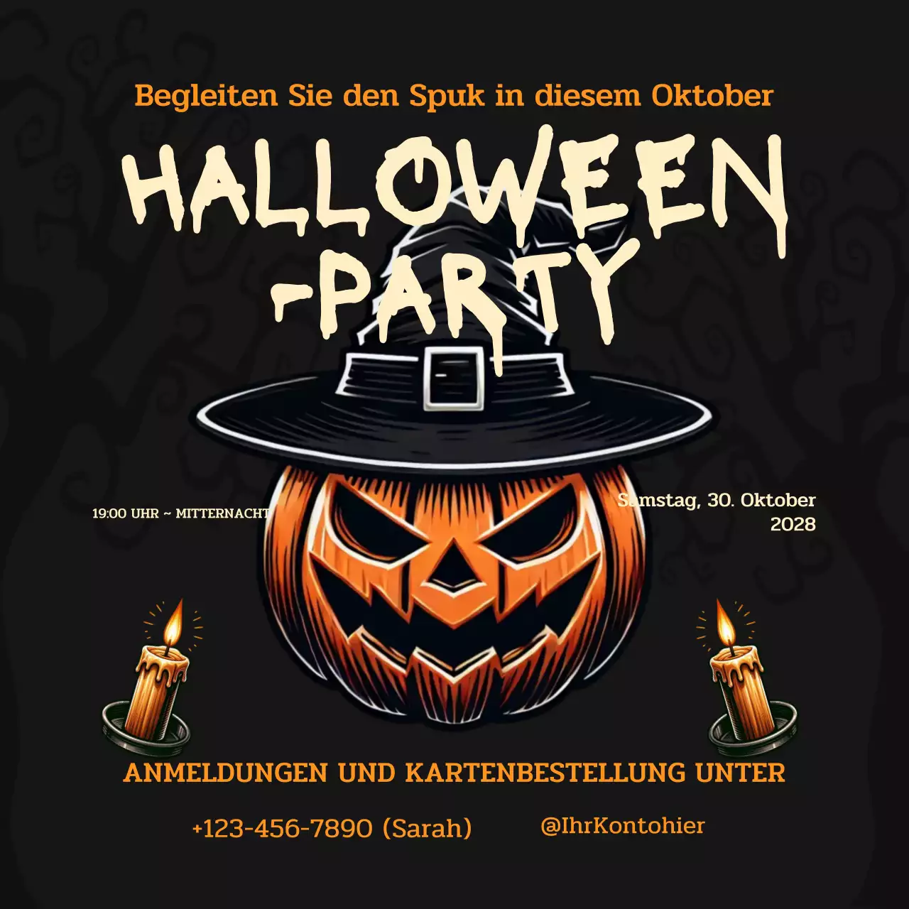 Orange Gothic Halloween Party Einladung