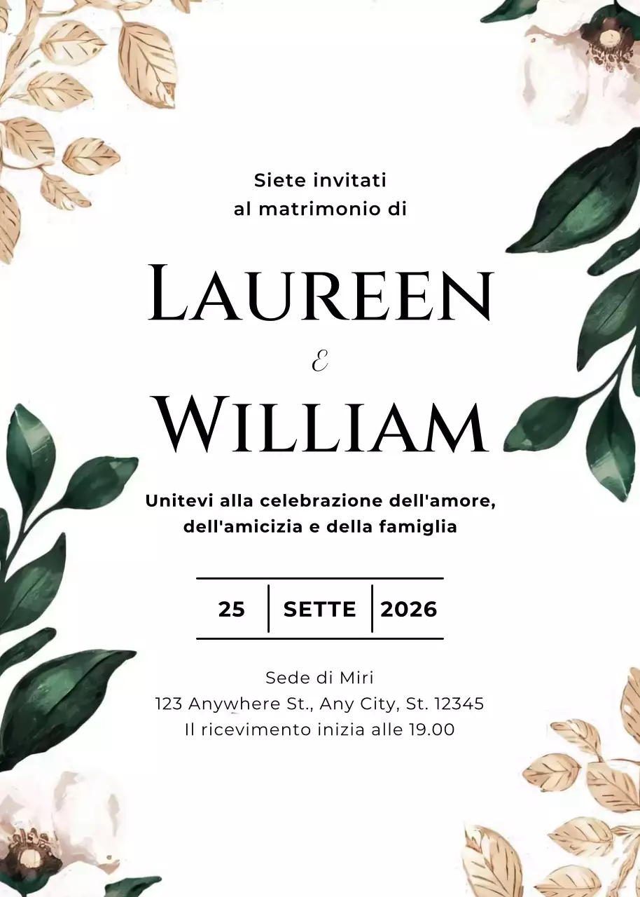 invito di nozze floreale bianco
