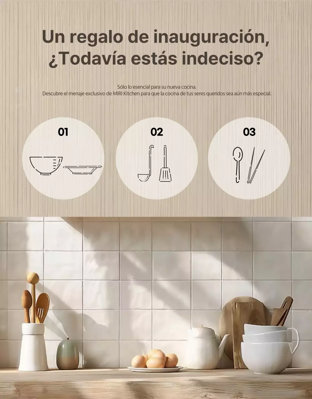 Regalo de inauguración moderno menaje de cocina en beige