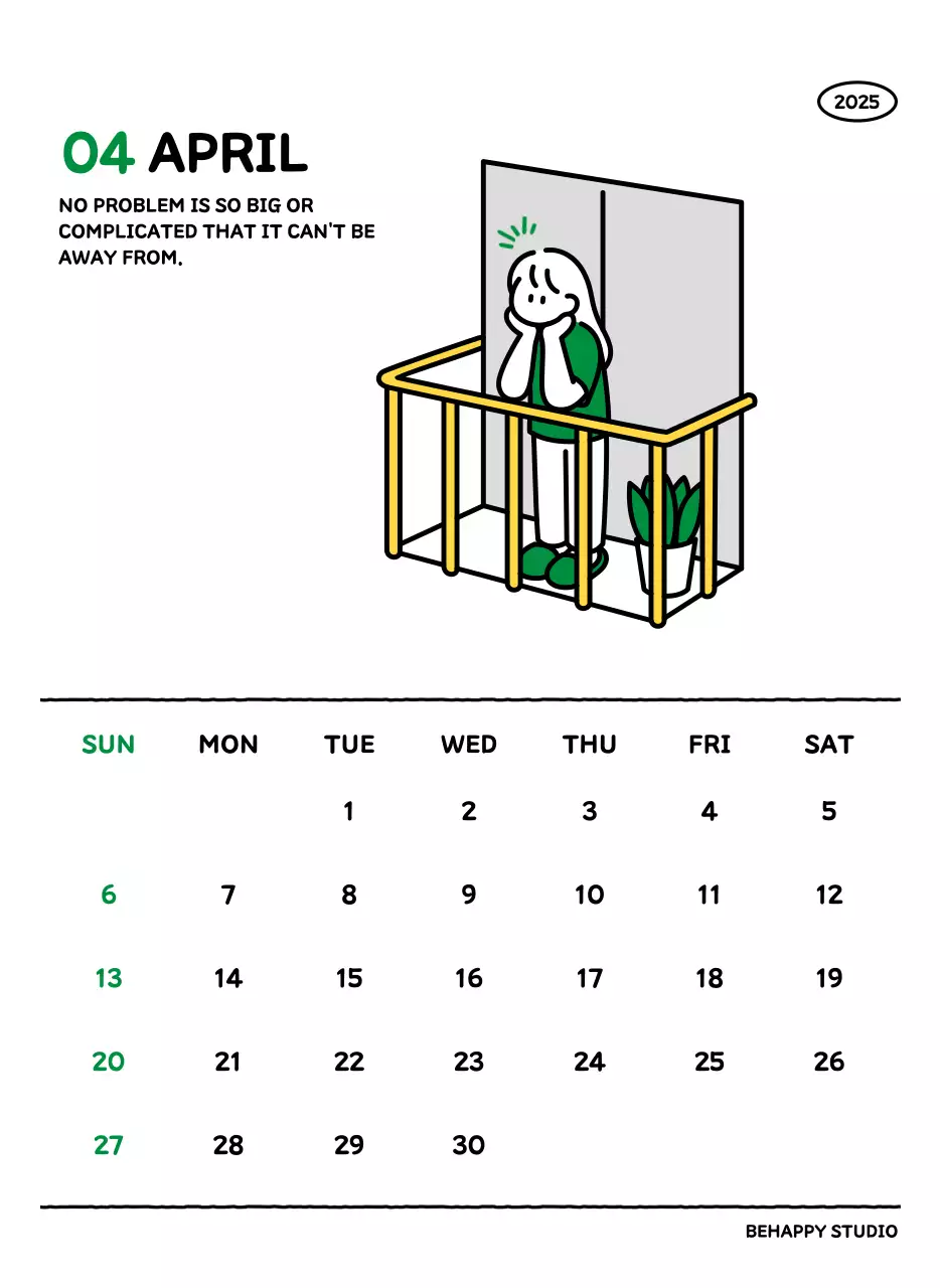 아기자기한 선 스타일의 일러스트 달력 캘린더