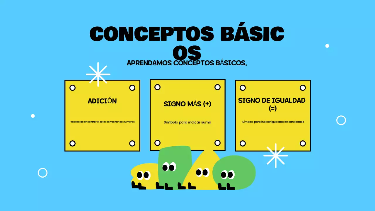 Juguetón amarillo Presentación de sumas básicas