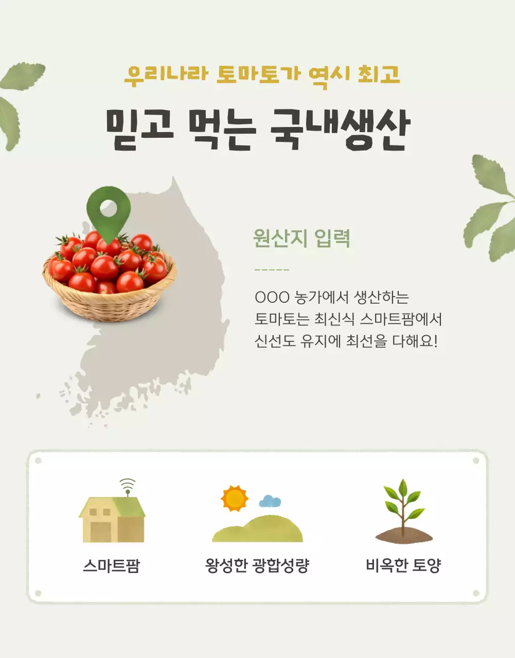 아이보리와 연두의 아기자기한 방울토마토 판매 홍보