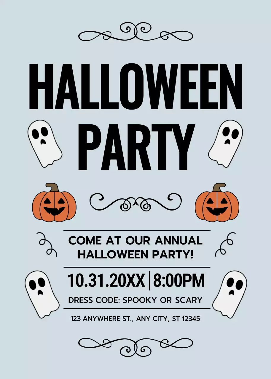 grey retro Halloween invitation