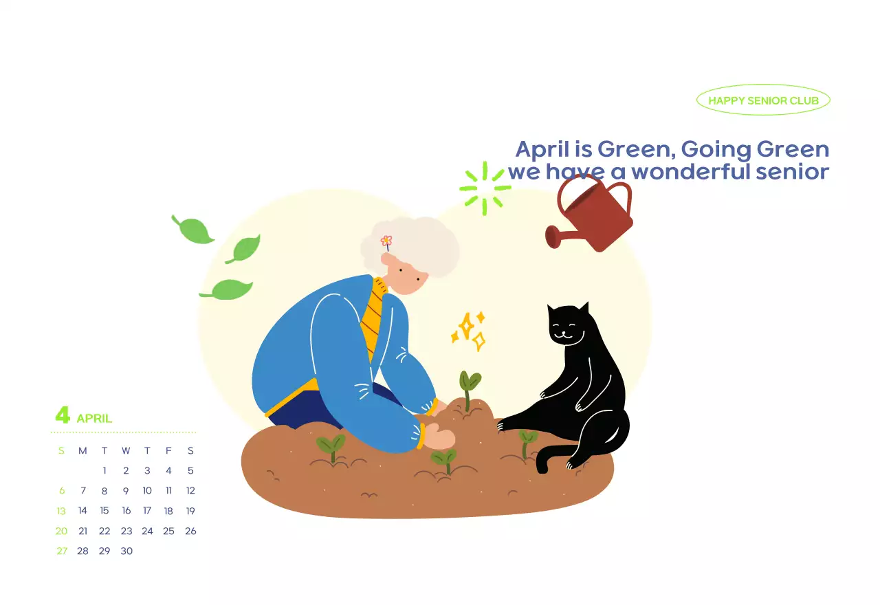 Business calendar with cute illustrations