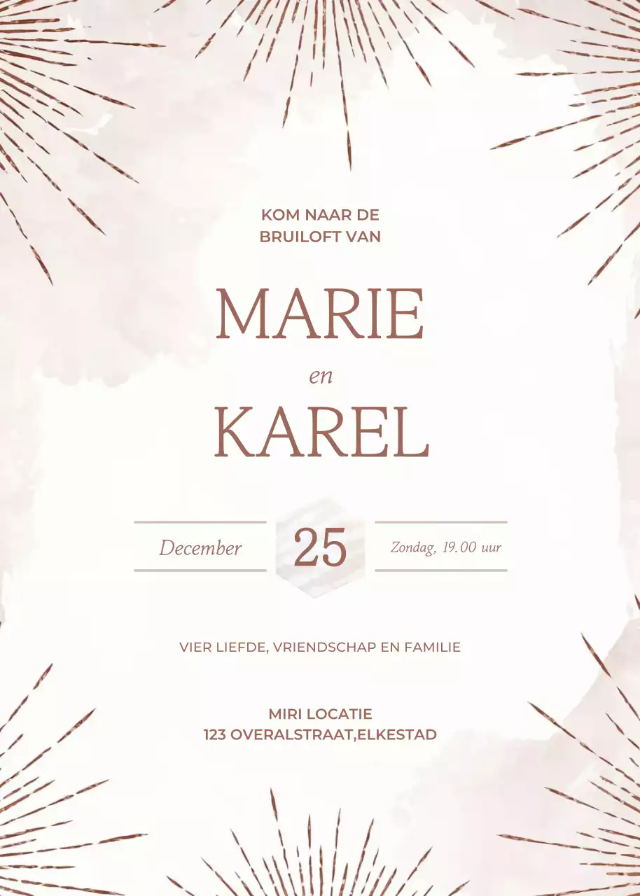 Beige bruiloft uitnodiging minimale stijl