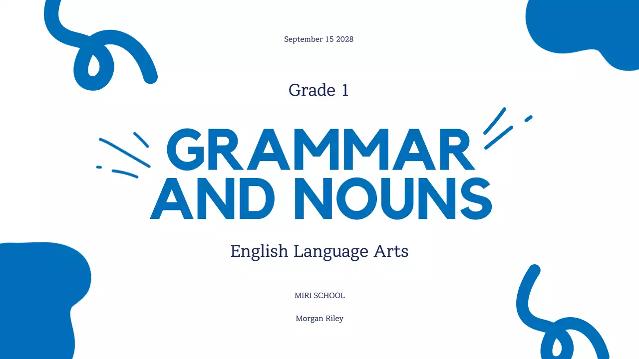 Blue Simple Grammar Guide Presentation