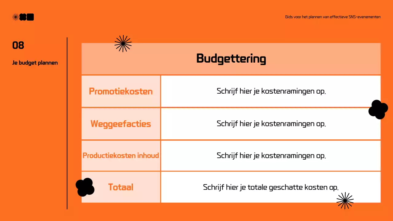 Modern voorstel voor sociale-mediamarketing in zwart en oranje