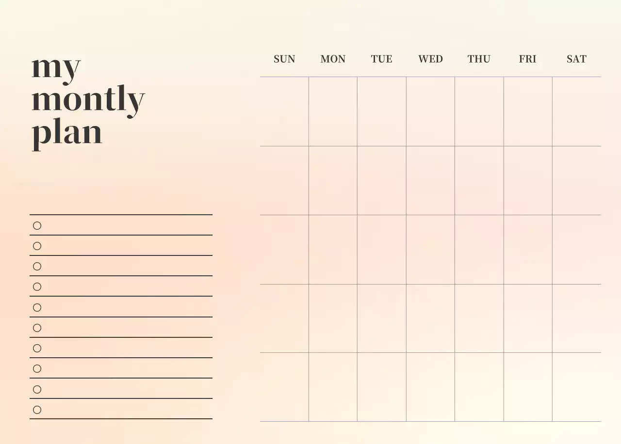 그라데이션 미니멀 달력 캘린더