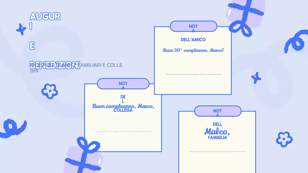 Presentazione del compleanno giocoso blu