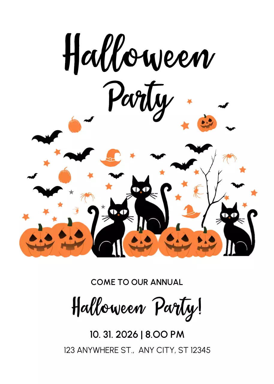 Orange Retro Halloween Invitation