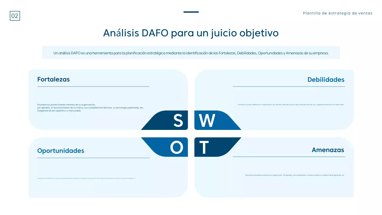 Una estrategia de ventas moderna en azul y blanco