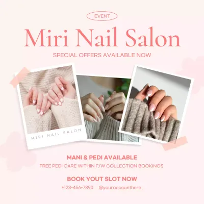 Pink Elegant Nail Promotion Social Media Post