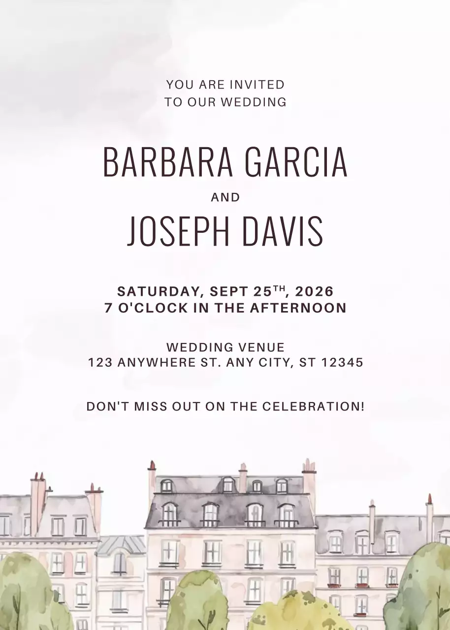 Beige Elegant Wedding Invitation