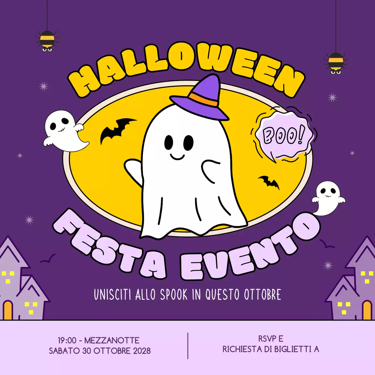 invito di Halloween alla moda viola