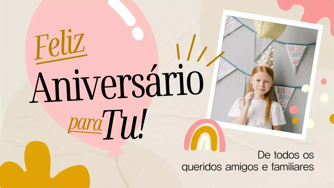 Cartão de aniversário minimalista cor-de-rosa e cinzento