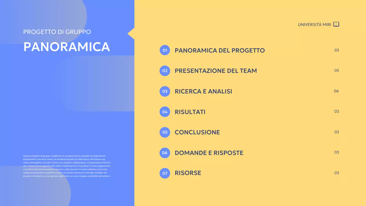 relazione sul progetto di gruppo blue modern