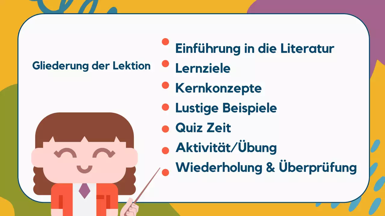 Bunte Illustration Literatur Unterrichtsmaterialien Präsentation