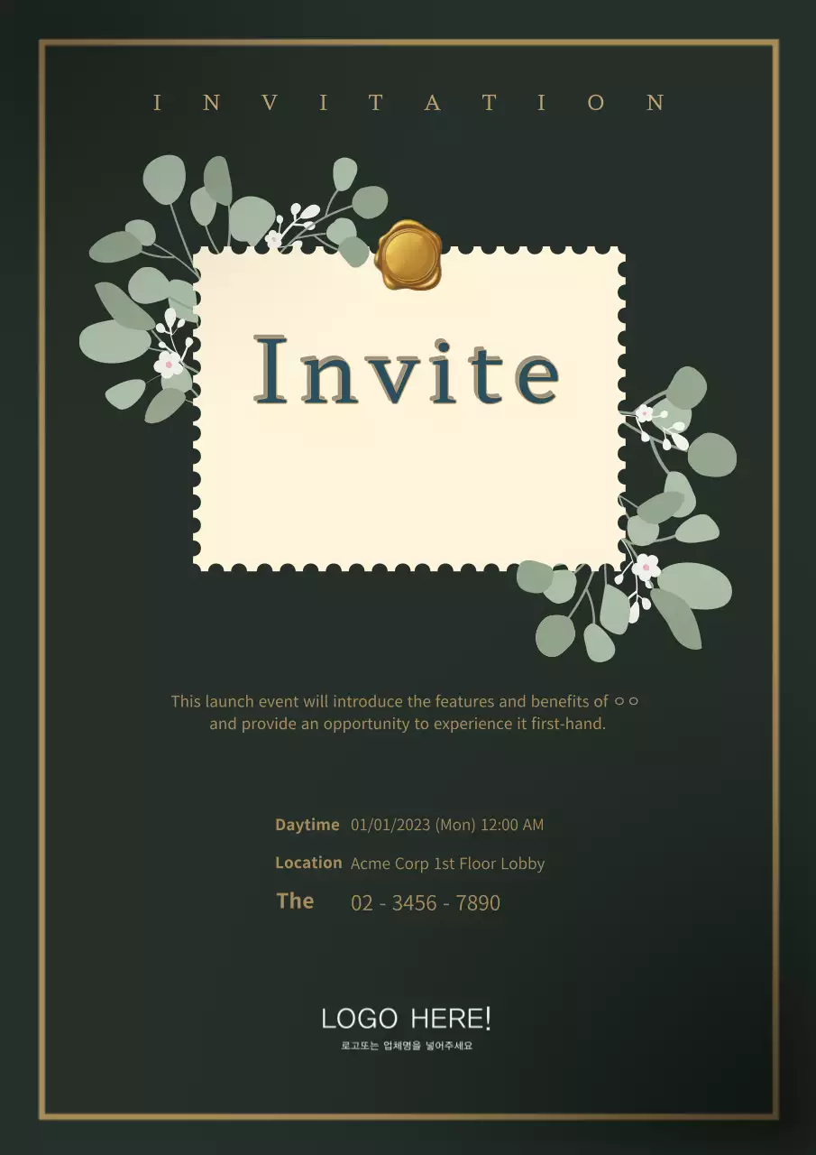 Thiệp mời sự kiện Green Elegant