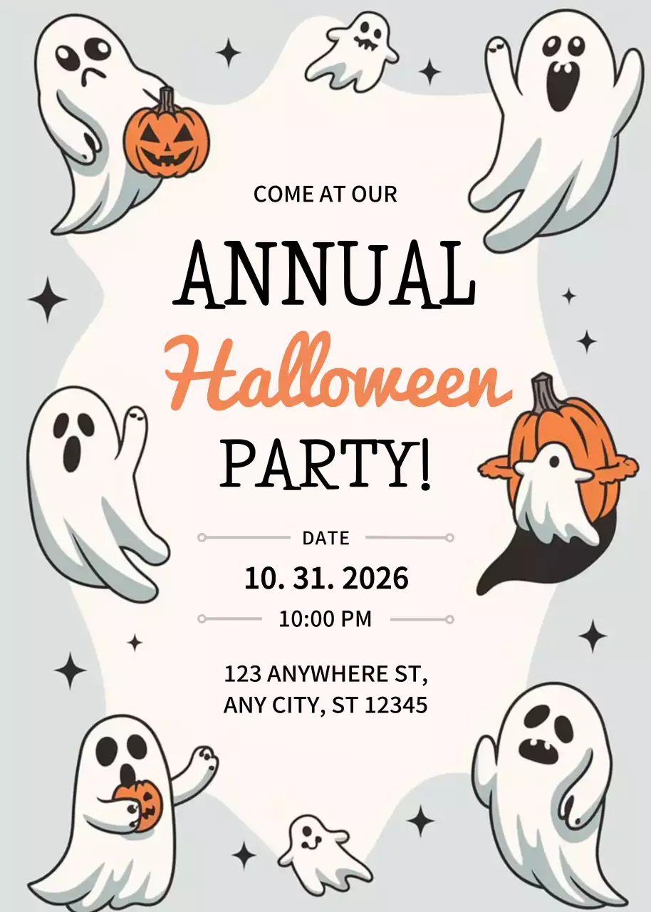 Orange Retro Halloween Invitation