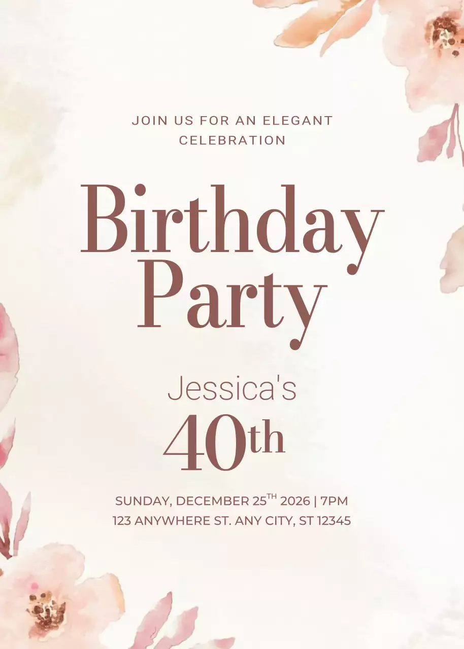 beige elegant birthday invitation