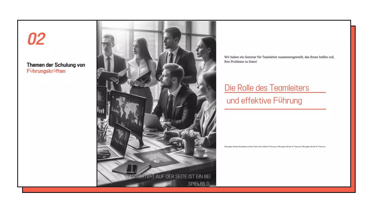 Werbung für ein einfaches Inhouse-Seminar in Weiß und Orange