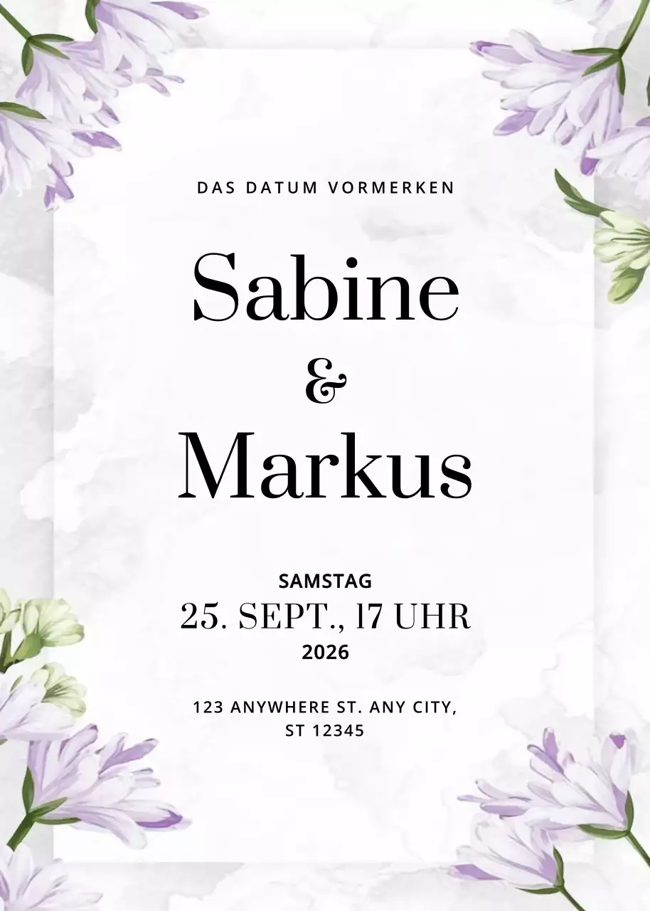 weiße elegante Hochzeitseinladung