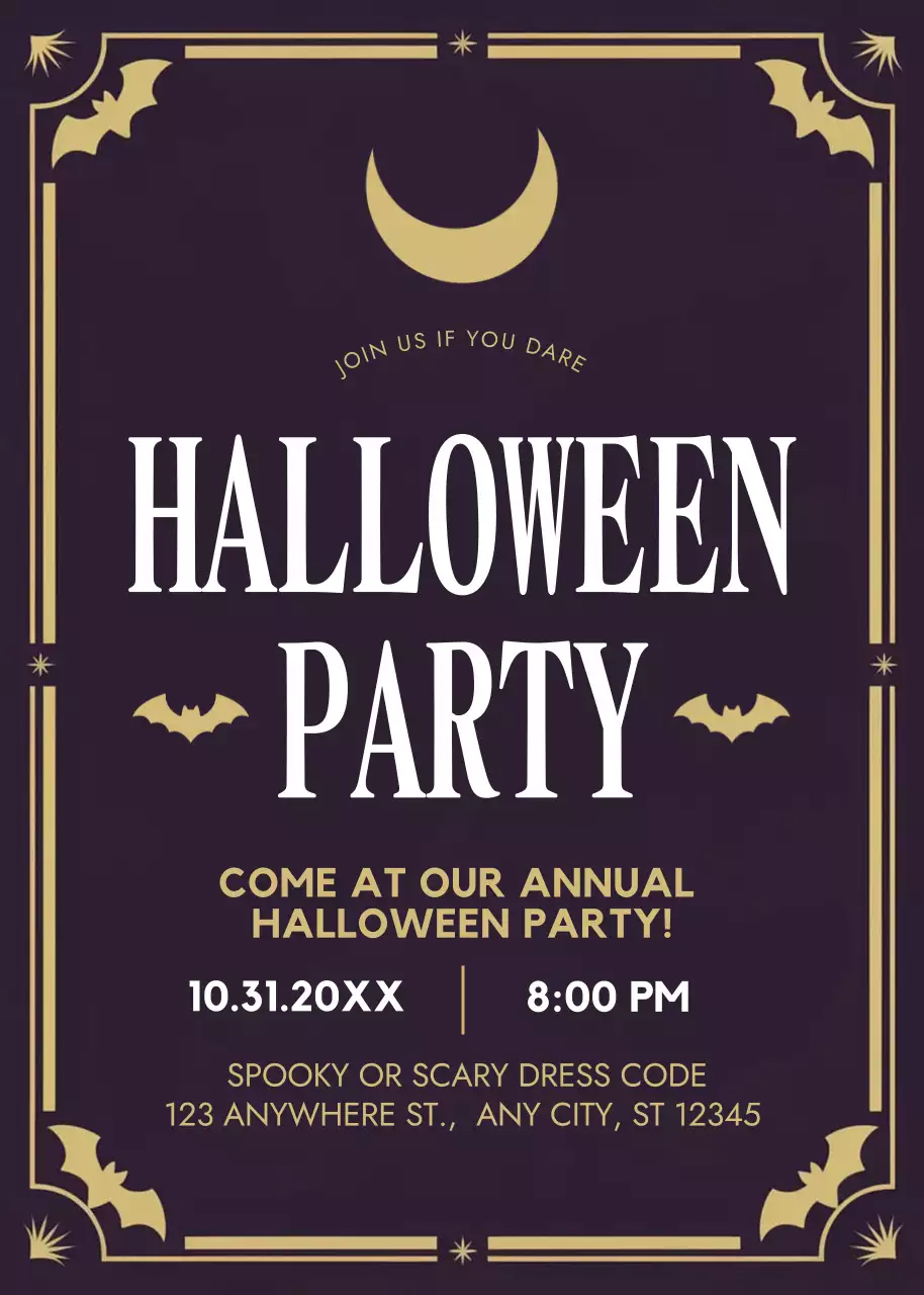 black gothic Halloween invitation